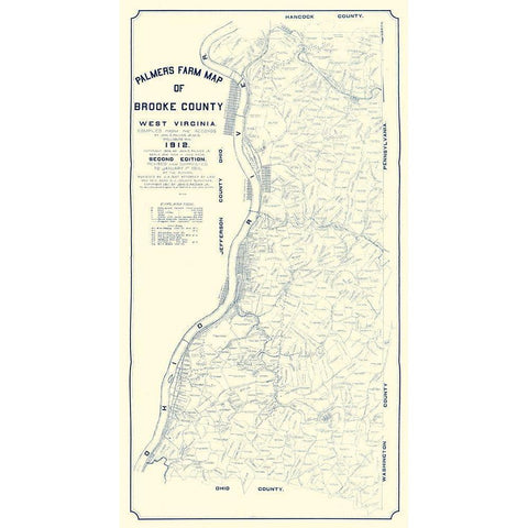 Brooke County West Virginia - Palmer 1912  Gold Ornate Wood Framed Art Print with Double Matting by Palmer
