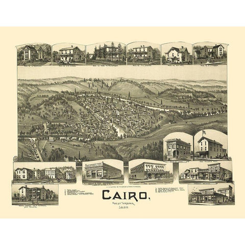 Cairo West Virginia - Fowler 1899 White Modern Wood Framed Art Print by Fowler