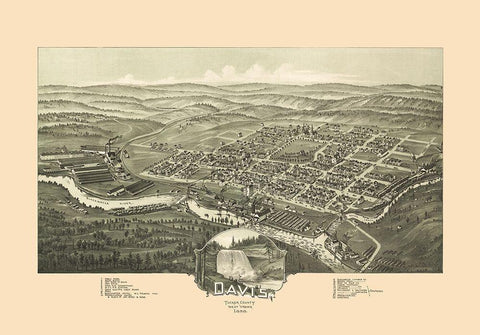 Davis West Virginia - Fowler 1898 White Modern Wood Framed Art Print with Double Matting by Fowler