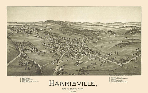 Harrisville West Virginia - Fowler 1899 White Modern Wood Framed Art Print with Double Matting by Fowler