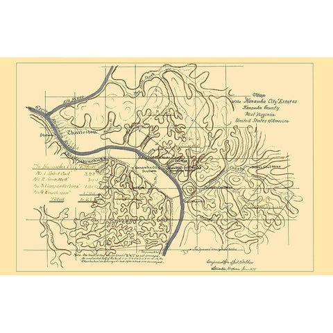 Kanawha West Virginia Kanawha City Estates Black Modern Wood Framed Art Print by Hotchkiss