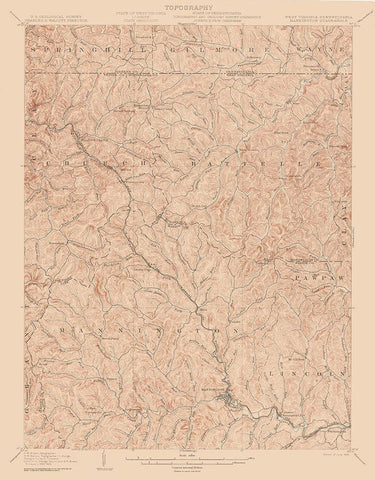 Mannington West Virginia Quad - USGS 1905 White Modern Wood Framed Art Print with Double Matting by USGS