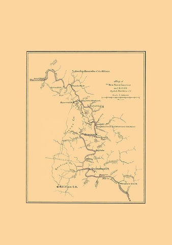 New River Coal Field West VA - Hotchkiss 1880 Black Ornate Wood Framed Art Print with Double Matting by Hotchkiss