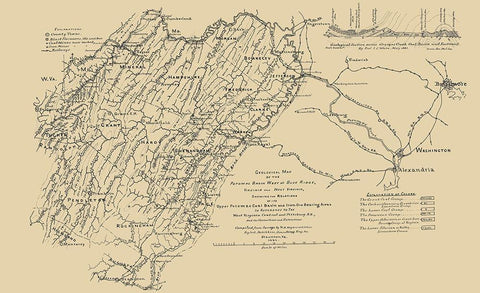 Potomac Basin West of Blue Ridge Virginia Black Ornate Wood Framed Art Print with Double Matting by Hotchkiss
