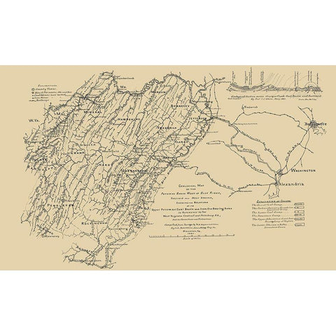 Potomac Basin West of Blue Ridge Virginia Gold Ornate Wood Framed Art Print with Double Matting by Hotchkiss