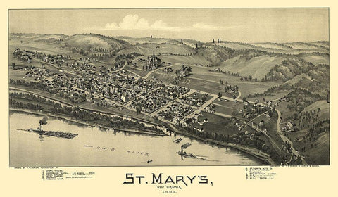 St Marys West Virginia - Fowler 1899 White Modern Wood Framed Art Print with Double Matting by Fowler