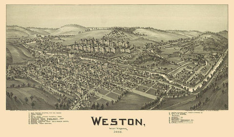 Weston West Virginia - Fowler 1900 White Modern Wood Framed Art Print with Double Matting by Fowler