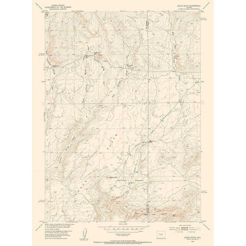 Agate Butte Wyoming Quad - USGS 1952 Gold Ornate Wood Framed Art Print with Double Matting by USGS