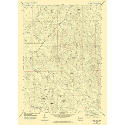 Appel Butte Wyoming Quad - USGS 1971 Black Modern Wood Framed Art Print with Double Matting by USGS