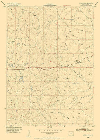 Artesian Draw Wyoming Quad - USGS 1954 Black Ornate Wood Framed Art Print with Double Matting by USGS