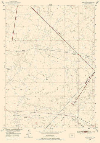 North West Arminto Wyoming Quad - USGS 1952 White Modern Wood Framed Art Print with Double Matting by USGS