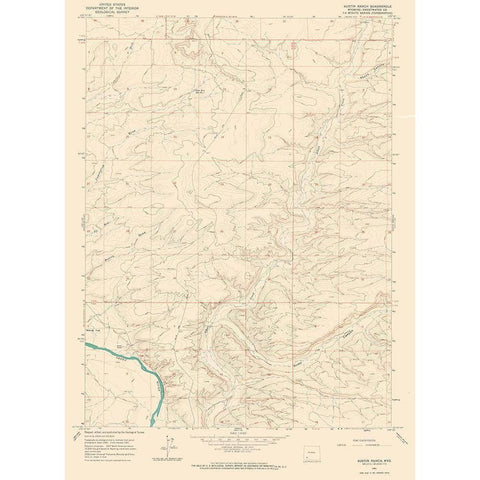 Austin Ranch Wyoming Quad - USGS 1961 Gold Ornate Wood Framed Art Print with Double Matting by USGS
