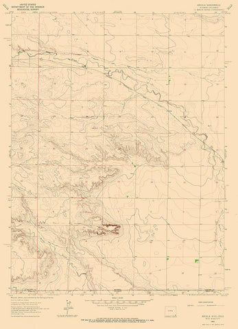 Arcola Wyoming Quad - USGS 1963 White Modern Wood Framed Art Print with Double Matting by USGS