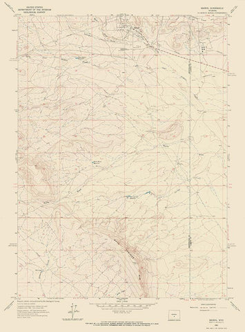 Bairoil Wyoming Quad - USGS 1961 White Modern Wood Framed Art Print with Double Matting by USGS