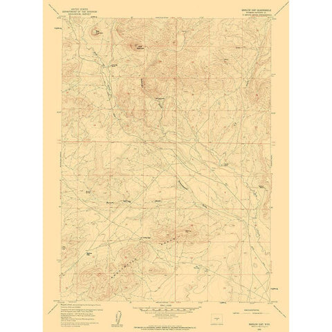 Barlow Gap Wyoming Quad - USGS 1959 White Modern Wood Framed Art Print by USGS