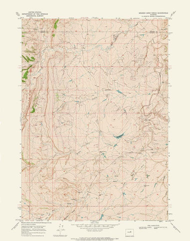 Broken Horn Creek Wyoming Quad - USGS 1968 White Modern Wood Framed Art Print with Double Matting by USGS