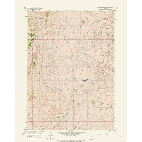 Broken Horn Creek Wyoming Quad - USGS 1968 Gold Ornate Wood Framed Art Print with Double Matting by USGS