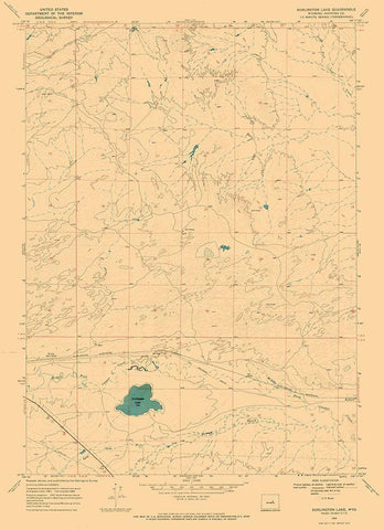 Burlington Lake Wyoming Quad - USGS 1968 Black Ornate Wood Framed Art Print with Double Matting by USGS