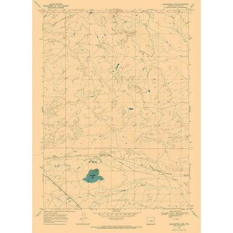 Burlington Lake Wyoming Quad - USGS 1968 White Modern Wood Framed Art Print by USGS