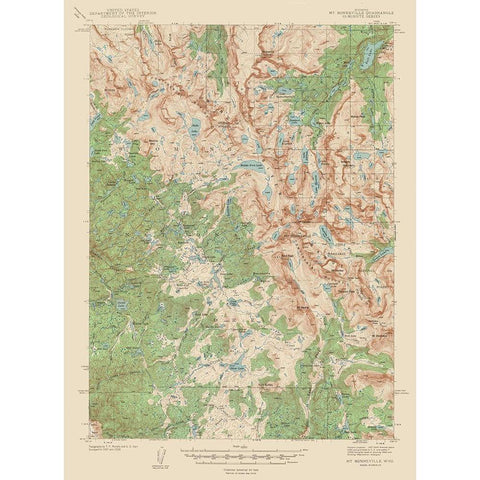 Mt Bonneville Wyoming Quad - USGS 1938 Gold Ornate Wood Framed Art Print with Double Matting by USGS