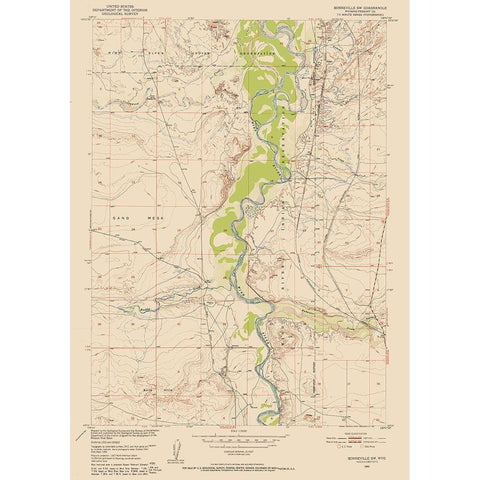 Bonneville Wyoming Quad - USGS 1950 Gold Ornate Wood Framed Art Print with Double Matting by USGS