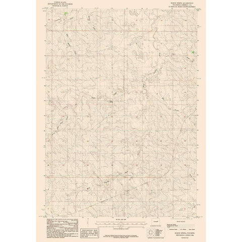 Baker Spring Wyoming Quad - USGS 1984 Black Modern Wood Framed Art Print with Double Matting by USGS