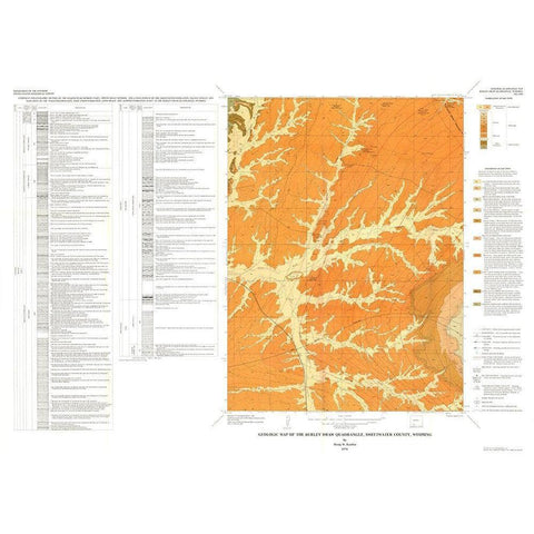 Burley Draw Quad Wyoming - Roehler 1974 Black Modern Wood Framed Art Print with Double Matting by Roehler