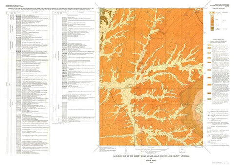 Burley Draw Quad Wyoming - Roehler 1974 White Modern Wood Framed Art Print with Double Matting by Roehler