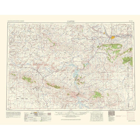 Casper Wyoming Quad - USGS 1962 Black Modern Wood Framed Art Print with Double Matting by USGS