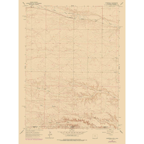 Campstool Wyoming Quad - USGS 1963 Gold Ornate Wood Framed Art Print with Double Matting by USGS