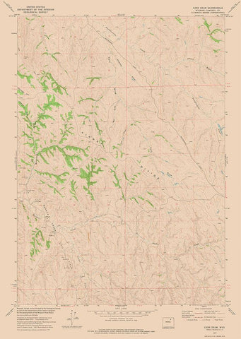 Carr Draw Wyoming Quad - USGS 1972 White Modern Wood Framed Art Print with Double Matting by USGS