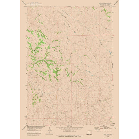 Carr Draw Wyoming Quad - USGS 1972 Black Modern Wood Framed Art Print by USGS