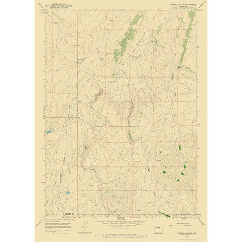 Cornell Gulch Wyoming Quad - USGS 1967 Black Modern Wood Framed Art Print with Double Matting by USGS