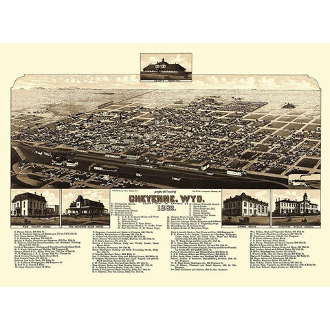 Cheyenne Wyoming - Stoner 1882 White Modern Wood Framed Art Print by Stoner