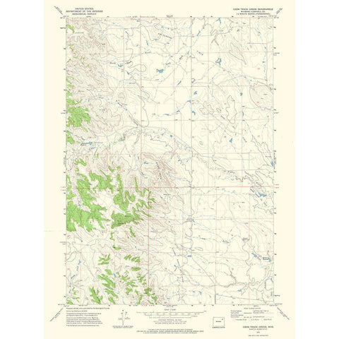 Coon Track Creek Wyoming Quad - USGS 1971 White Modern Wood Framed Art Print by USGS