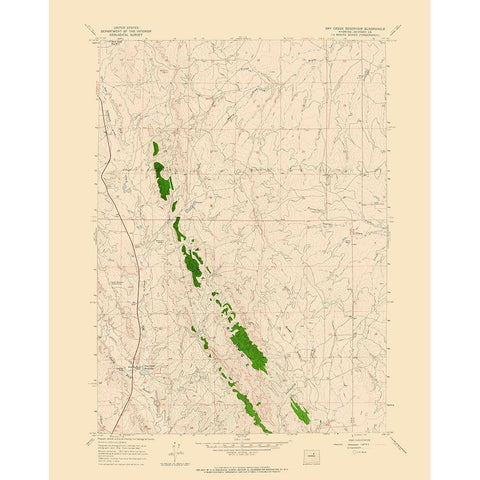 Dry Creek Reservoir Wyoming Quad - USGS 1961 White Modern Wood Framed Art Print by USGS