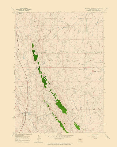 Dry Creek Reservoir Wyoming Quad - USGS 1961 Black Ornate Wood Framed Art Print with Double Matting by USGS