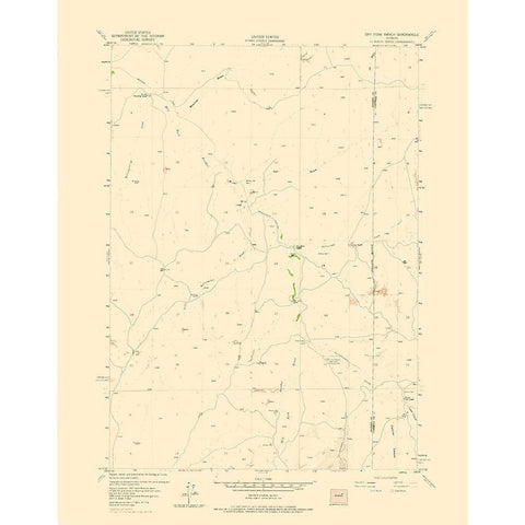 Dry Fork Ranch Wyoming Quad - USGS 1973 Gold Ornate Wood Framed Art Print with Double Matting by USGS