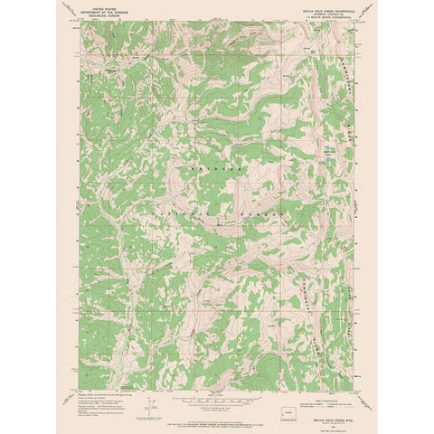 Devils Hole Creek Wyoming Quad - USGS 1967 Gold Ornate Wood Framed Art Print with Double Matting by USGS