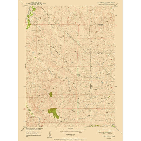 Dilts Ranch Wyoming Quad - USGS 1950 Black Modern Wood Framed Art Print with Double Matting by USGS