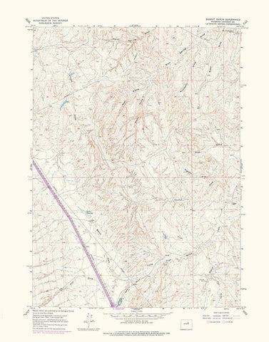 Dugout Ranch Wyoming Quad - USGS 1973 White Modern Wood Framed Art Print with Double Matting by USGS
