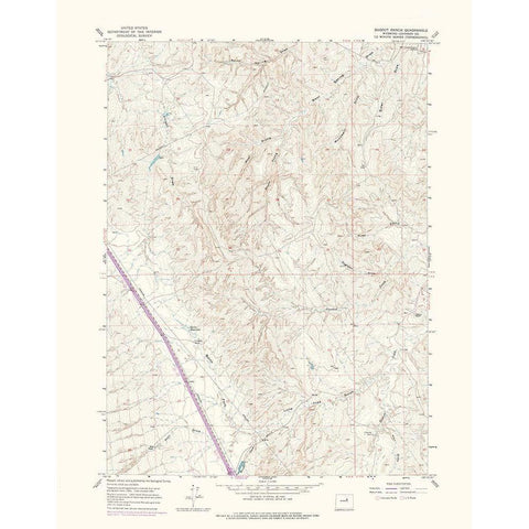 Dugout Ranch Wyoming Quad - USGS 1973 White Modern Wood Framed Art Print by USGS