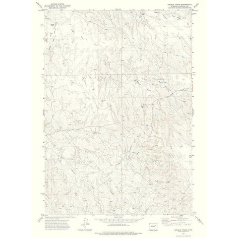 Double Tanks Wyoming Quad - USGS 1971 White Modern Wood Framed Art Print by USGS