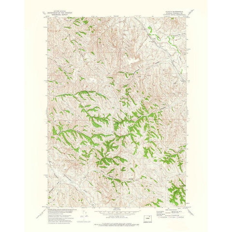 Echeta Wyoming Quad - USGS 1972 White Modern Wood Framed Art Print by USGS