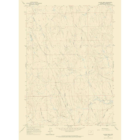 Elaine Draw Wyoming Quad - USGS 1961 White Modern Wood Framed Art Print by USGS