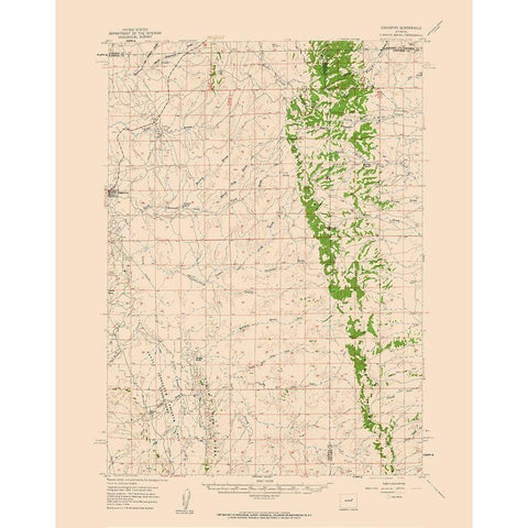 Edgerton Wyoming Quad - USGS 1959 Black Modern Wood Framed Art Print with Double Matting by USGS