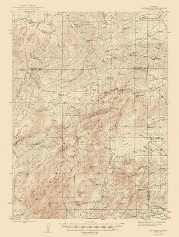 Esterbrook Wyoming Quad - USGS 1945 White Modern Wood Framed Art Print with Double Matting by USGS