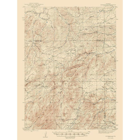 Esterbrook Wyoming Quad - USGS 1945 Black Modern Wood Framed Art Print with Double Matting by USGS