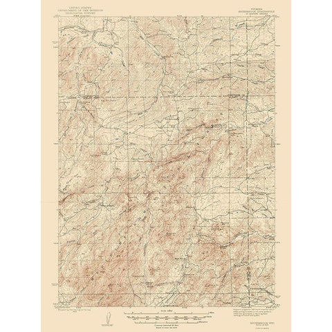 Esterbrook Wyoming Quad - USGS 1945 Black Modern Wood Framed Art Print by USGS