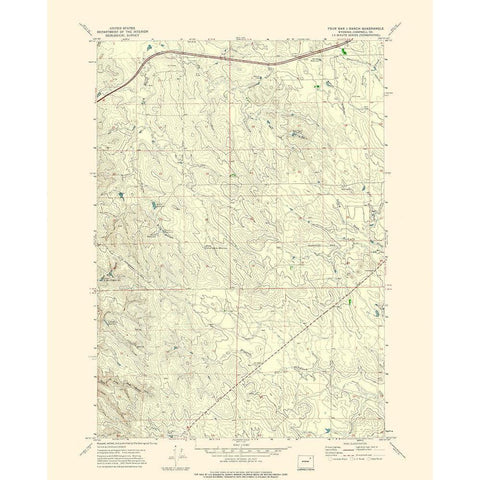 Four Bar Ranch Wyoming Quad - USGS 1971 Gold Ornate Wood Framed Art Print with Double Matting by USGS